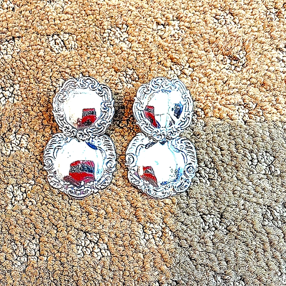 Elegant Silver Plated Double Disc Earrings